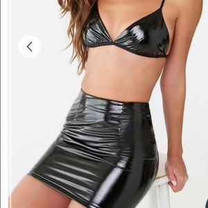 Top and bottom faux patent leather set